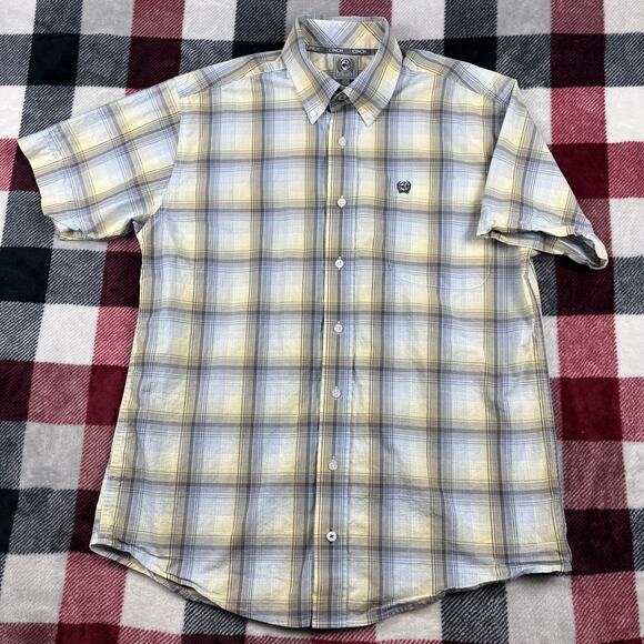 Cinch Shirt Mens XS Plaid Button Up Short Sleeve Western Cowboy Preppy Rodeo - Picture 1 of 8